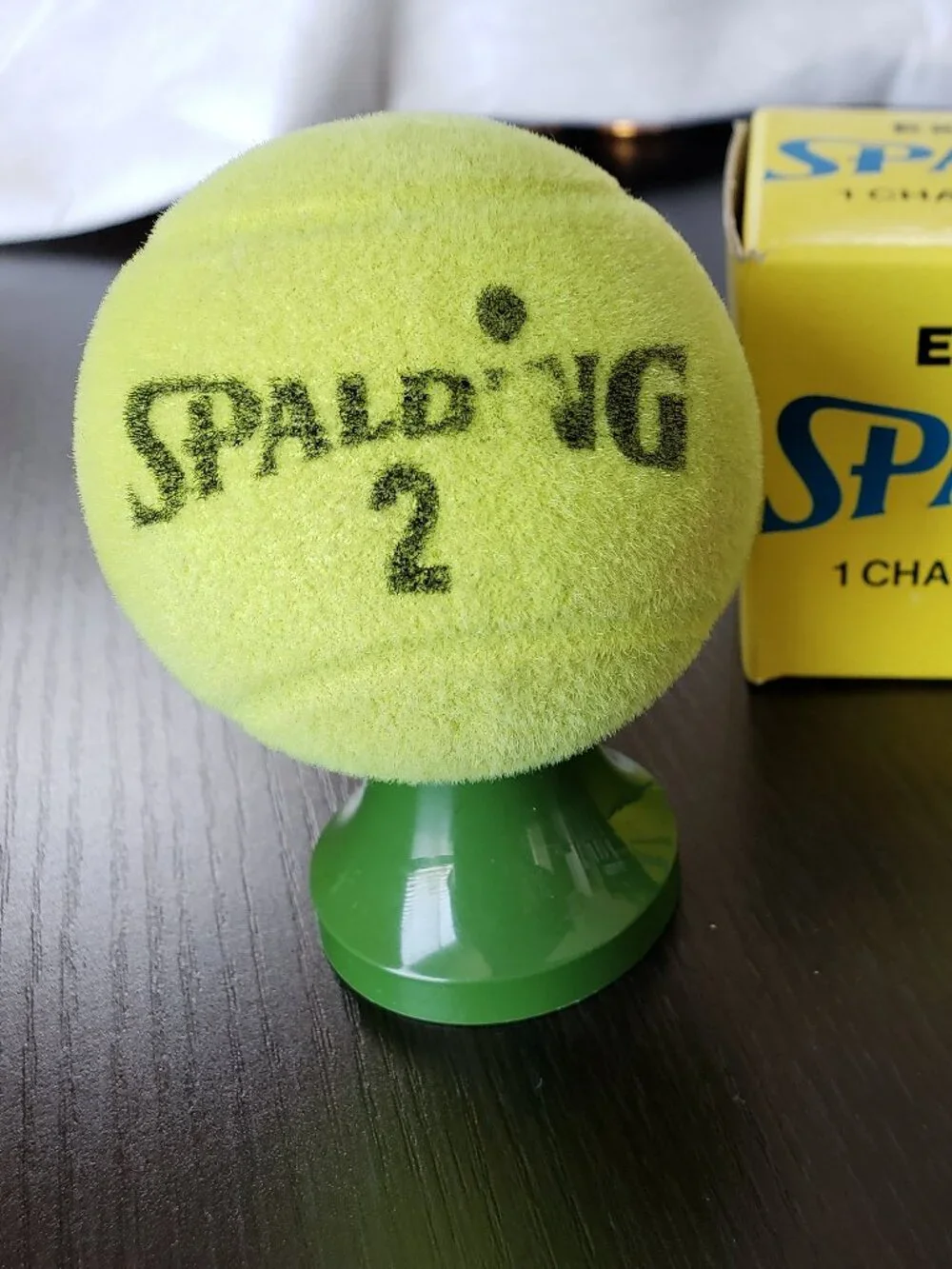 AVON 1970's Mixed Doubles Green Flocked Glass Spalding Tennis Ball EMPTY w Box